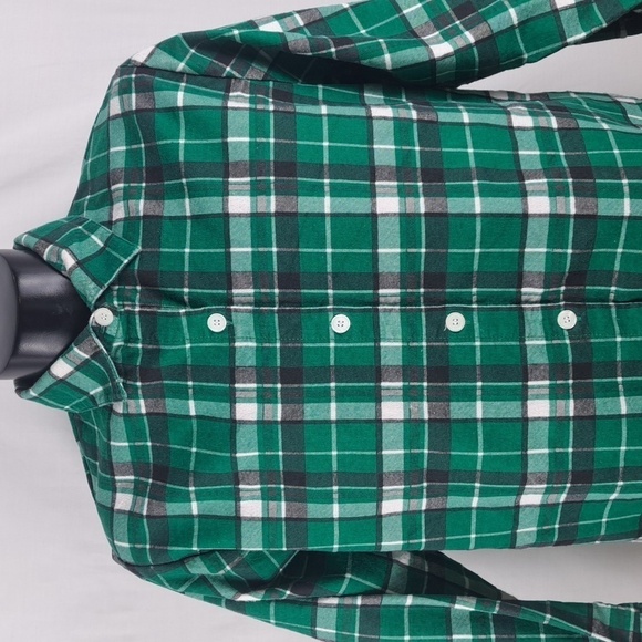 Bridge Gate Women's green & white plaid flannel nightwear button-up shirt - Picture 1 of 6